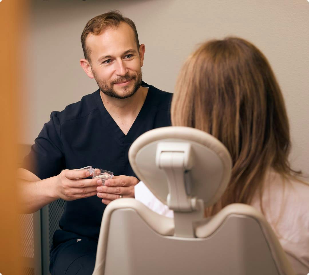 Dr. Justesen with patient