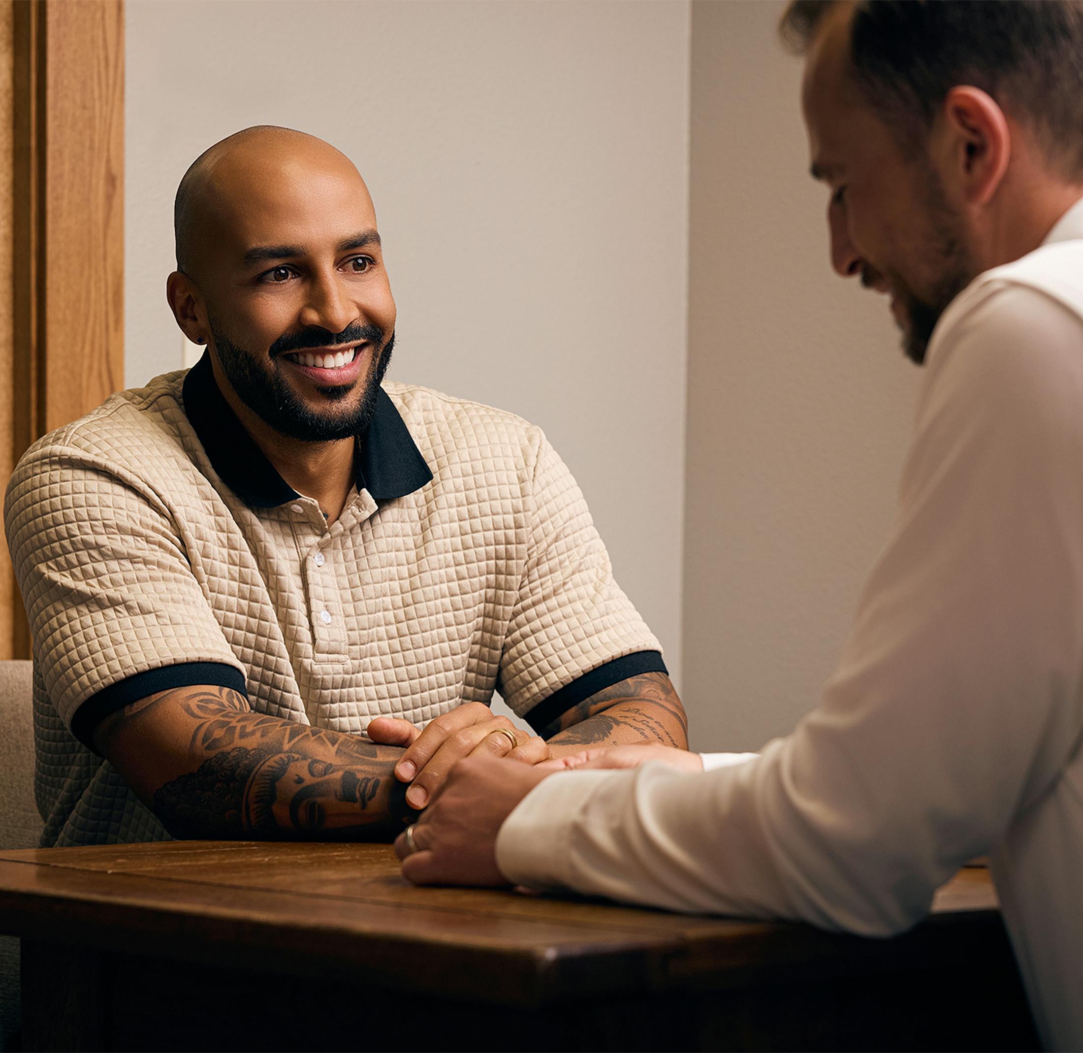 a man smiling