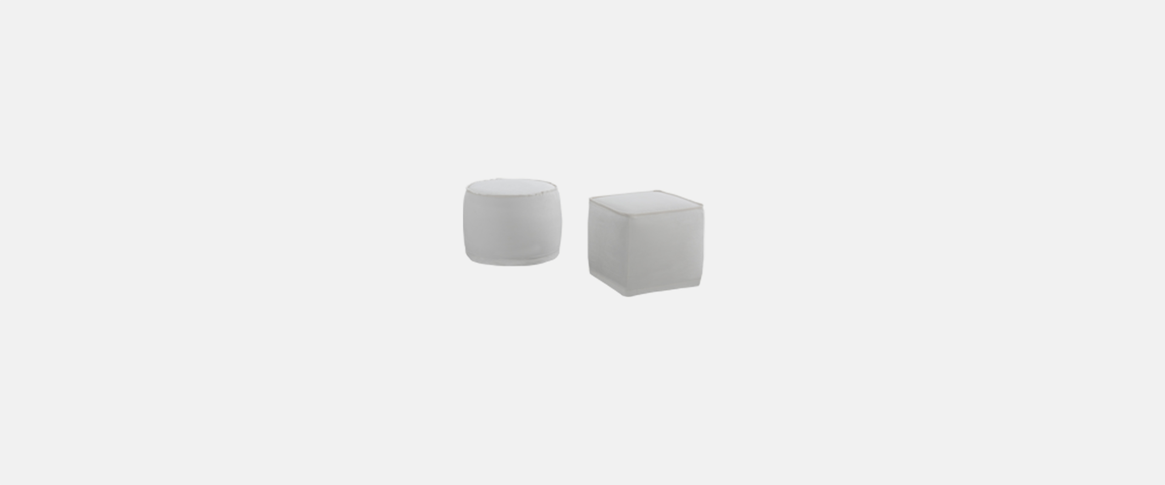 Pouf SOFT tondo e quadrato in tessuto grigio chiaro