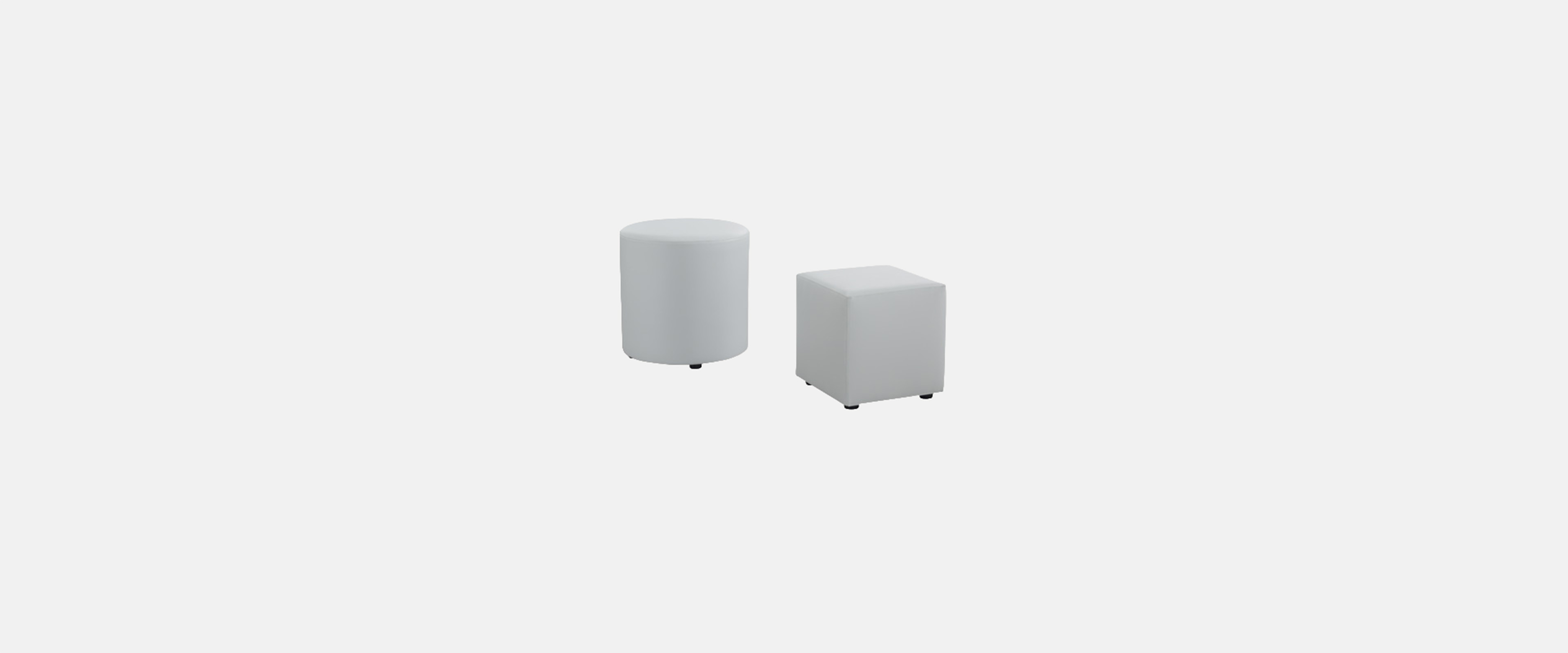 Pouf FIRM cilindrico e cubico in tessuto grigio chiaro