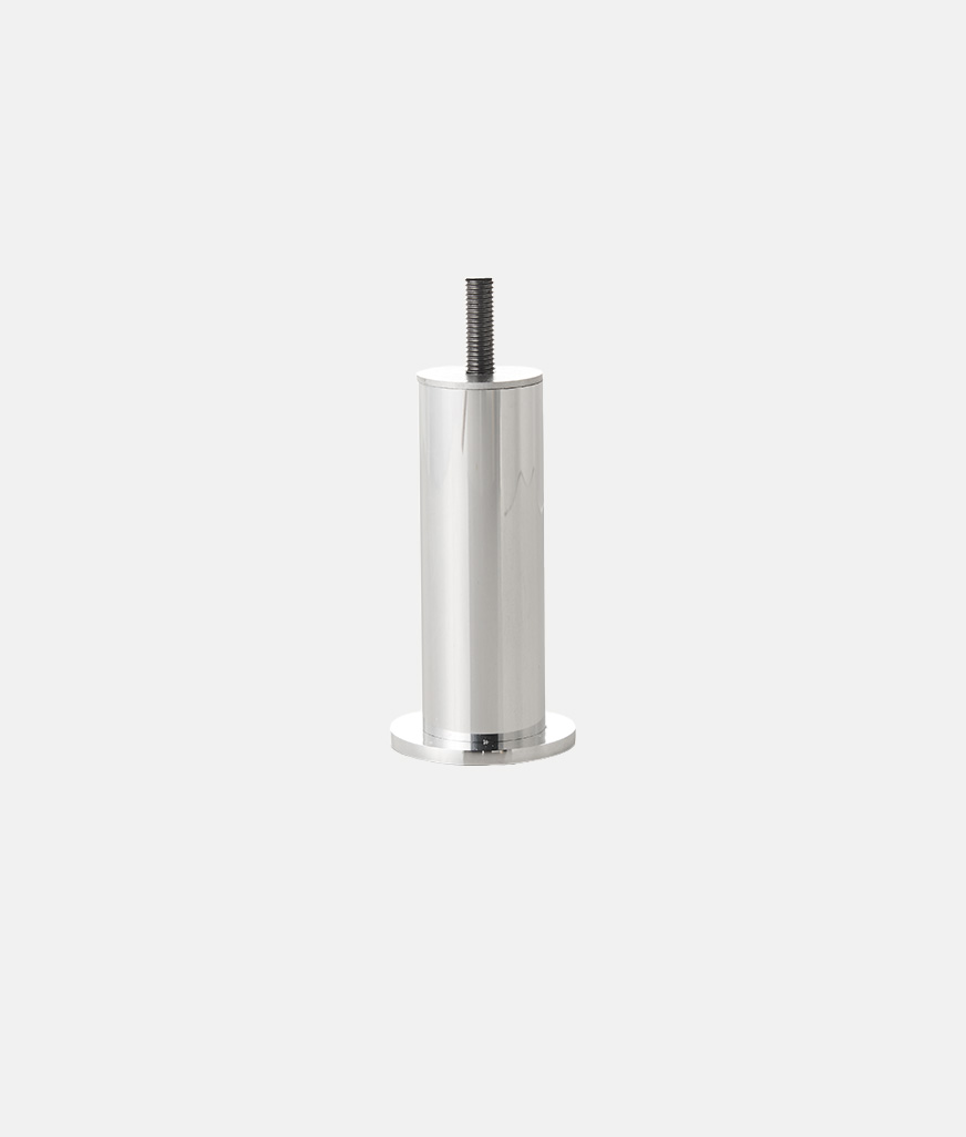Cylindrical metal foot