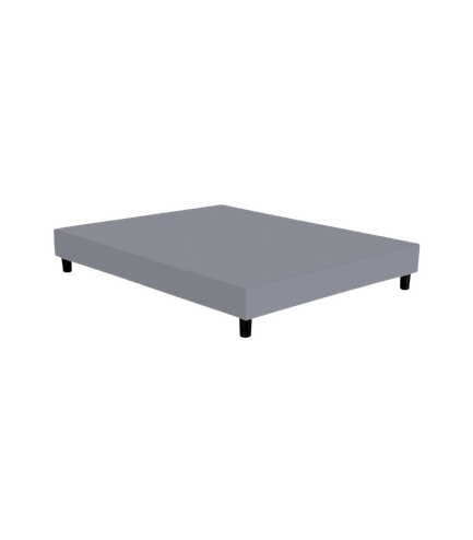 Grey fabric-covered sommier with black feet