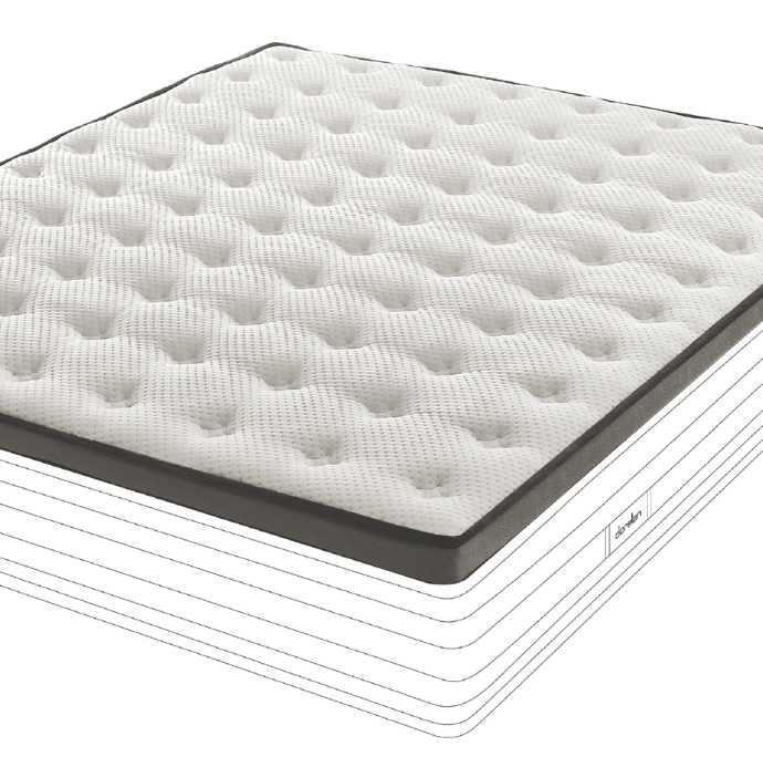 Quilted topper on a line-drawn mattress