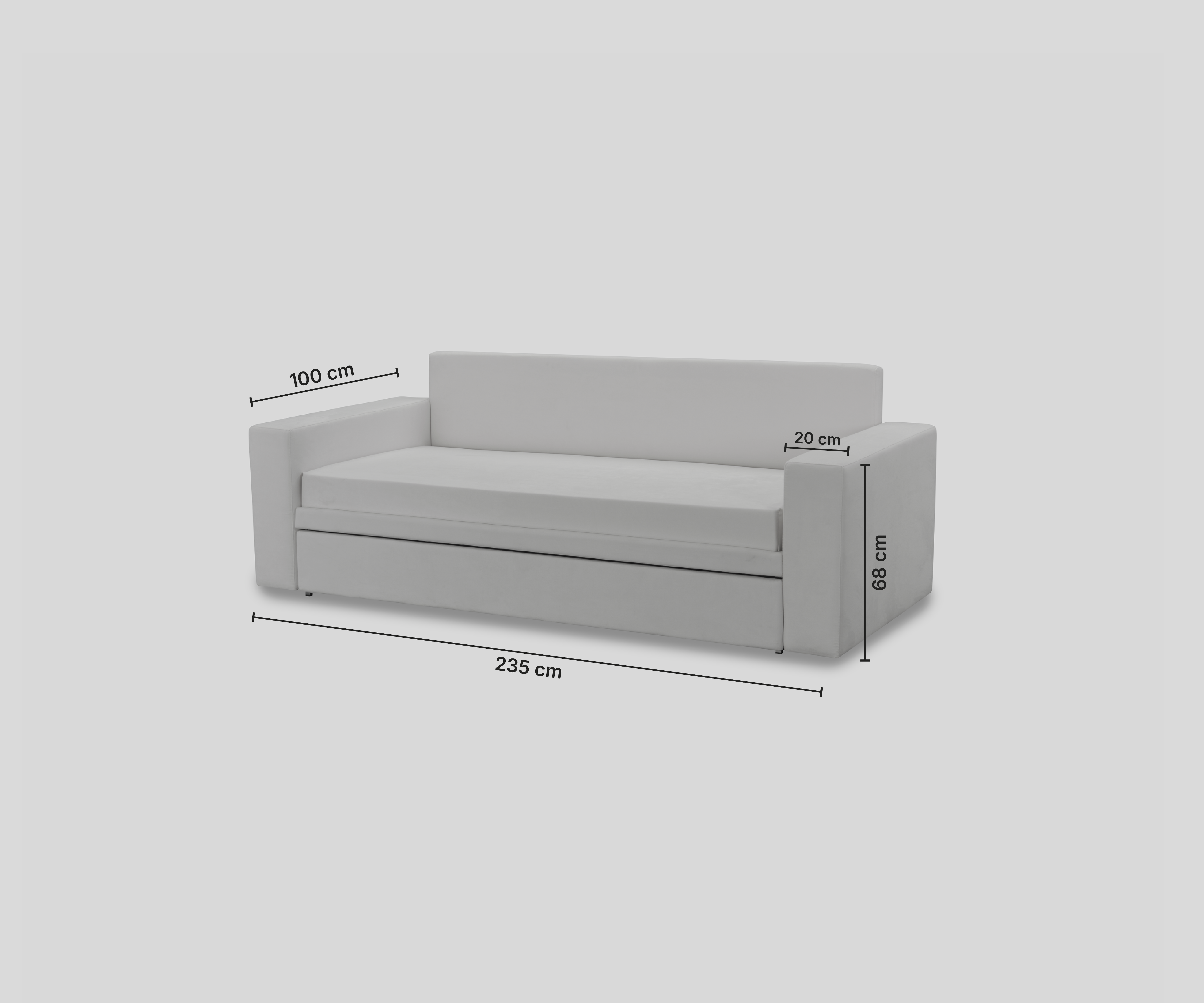 CHERIE XL, divano letto con letto estraibile, con misure