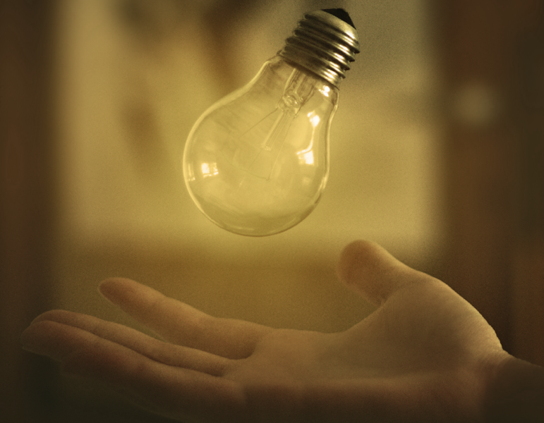 Lighted bulb symbolizing the idea, the innovation