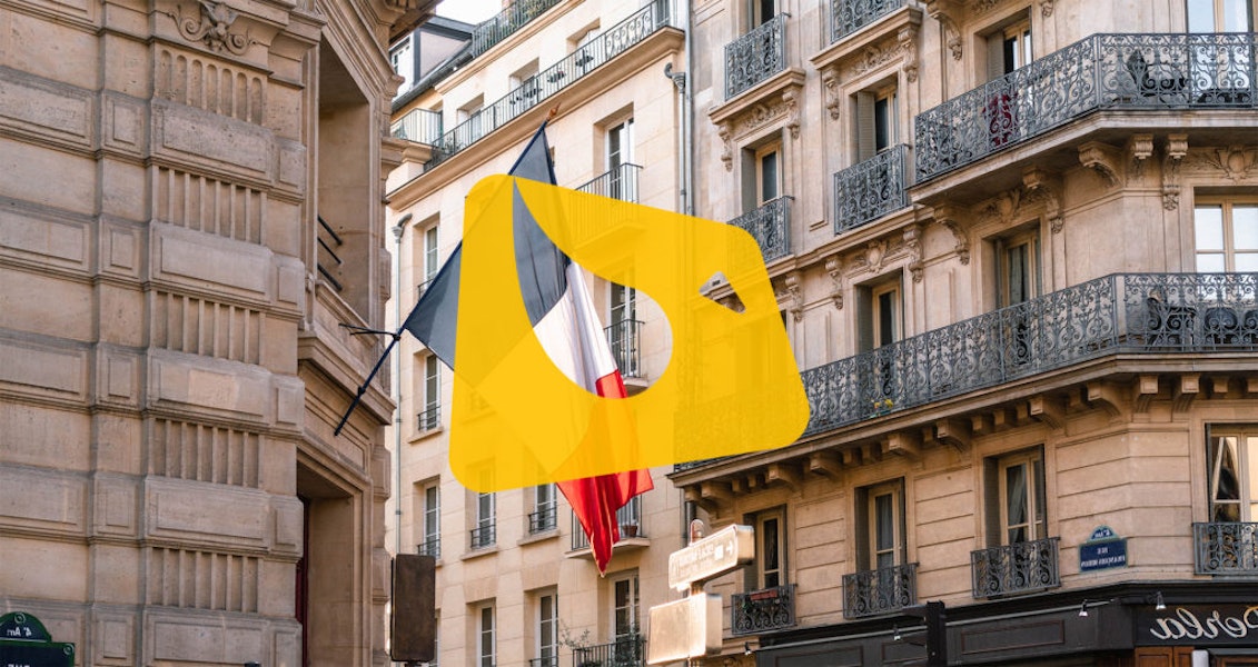 Bizon logo in front of a french flag