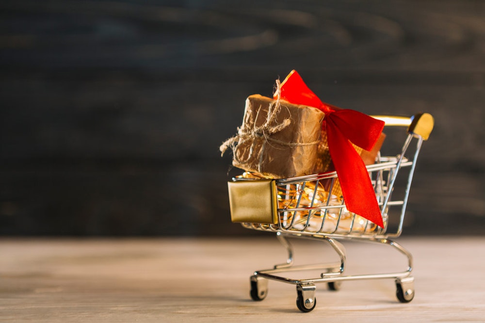 Cart filled with gifts