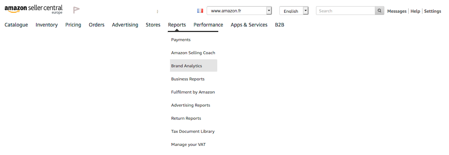 Amazon Brand Analytics tab