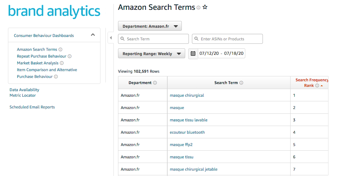 Amazon Search Terms Interface