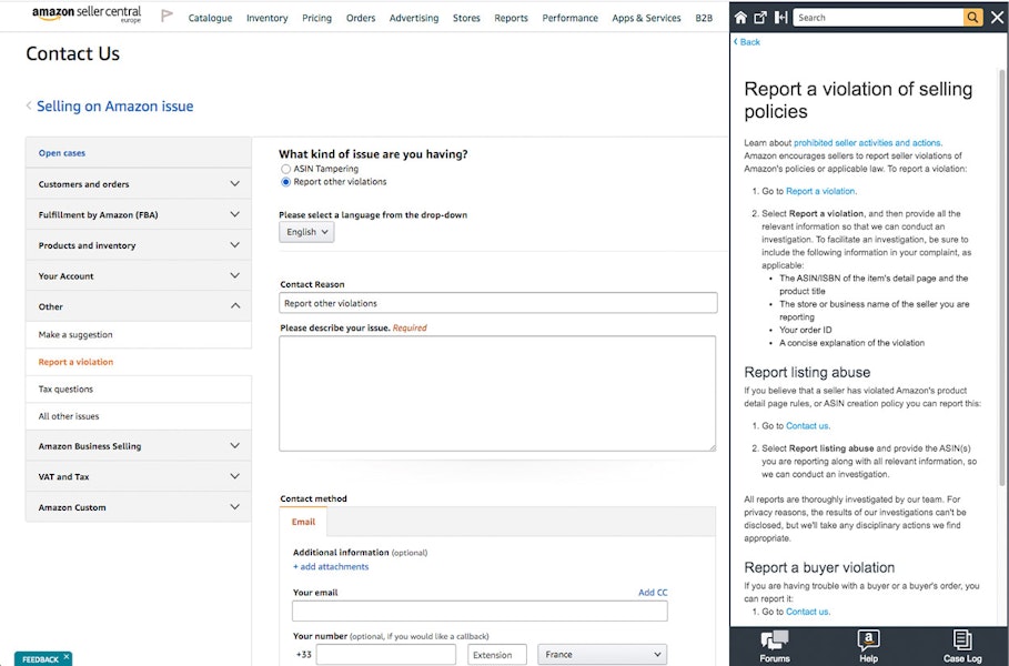 Amazon's "Report a Violation" tool