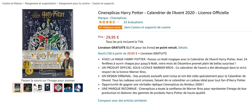 Fiche produit de la marque Cinereplicas sur Amazon