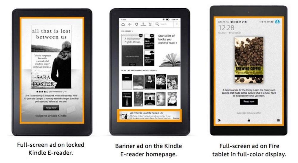 Présentation de l'affichage d'une publicité DSP sur Kindle