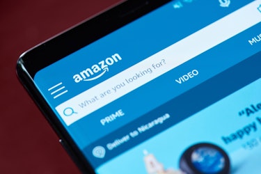 smartphone screen focusing on the Amazon search bar