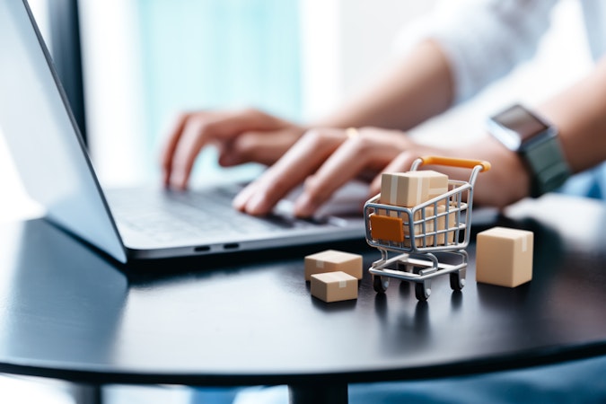 packages in a shopping cart