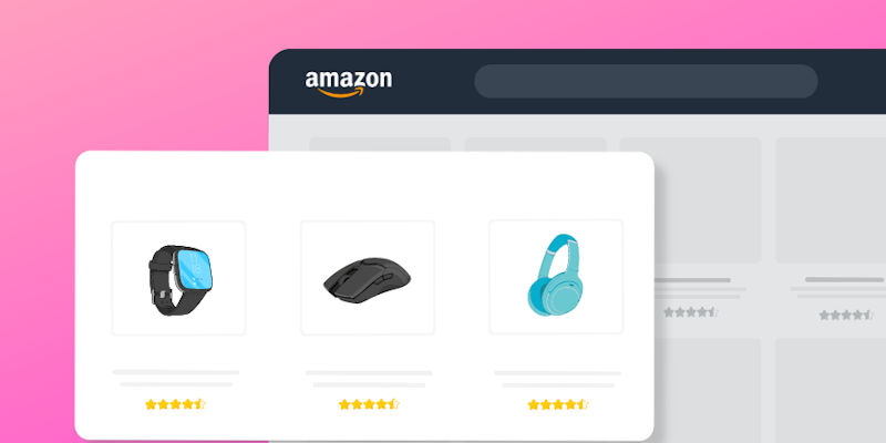Illustration of three products on an Amazon page