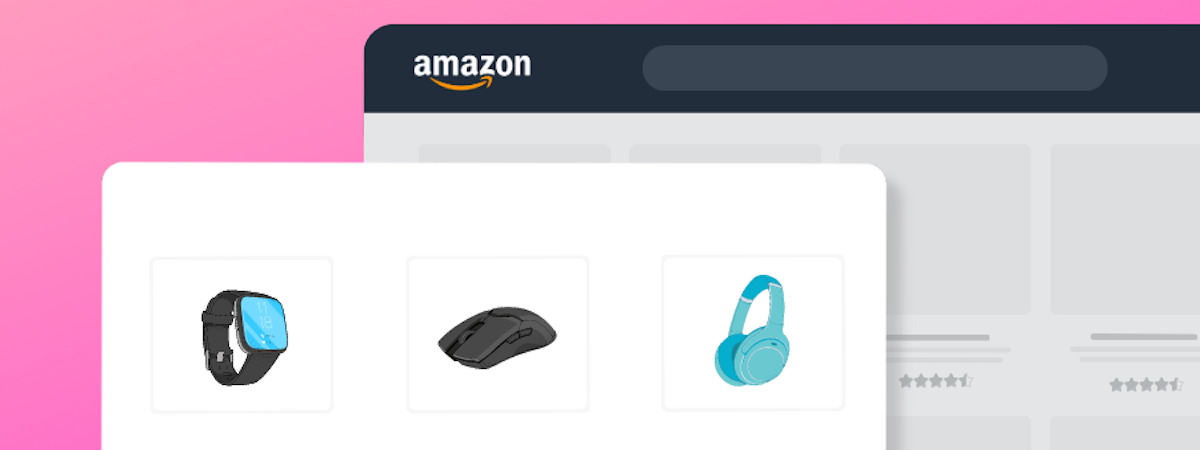 Illustration of three products on an Amazon page