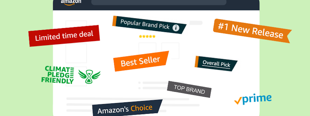 Insignias de Amazon en una página de producto