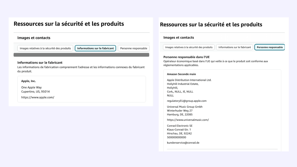 Encart "Ressources sur la sécurité et les produits"