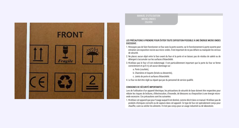 Packaging et notice d'utilisation