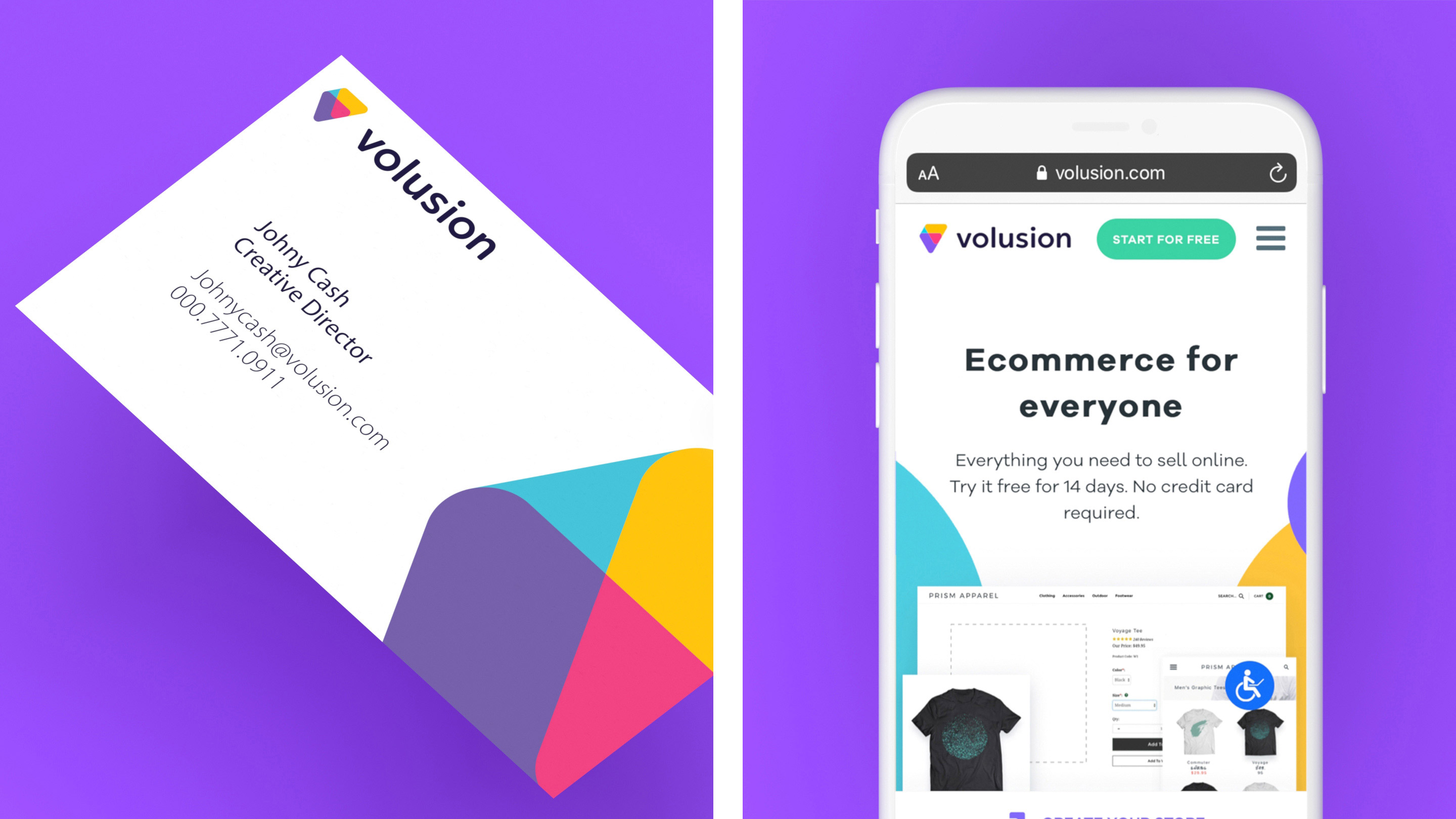 Volusion business cards and mobile website