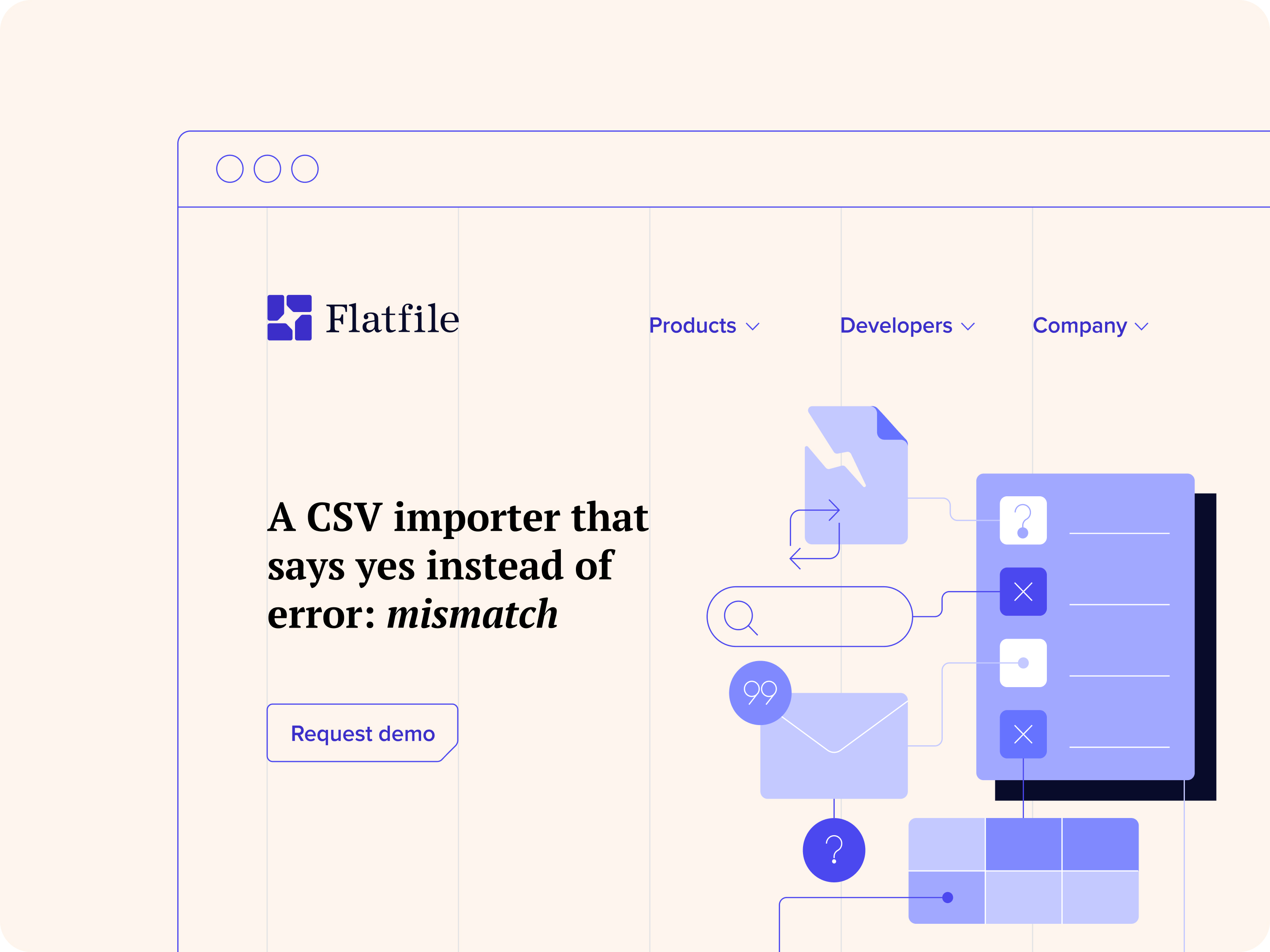 Flatfile landing page wireframe