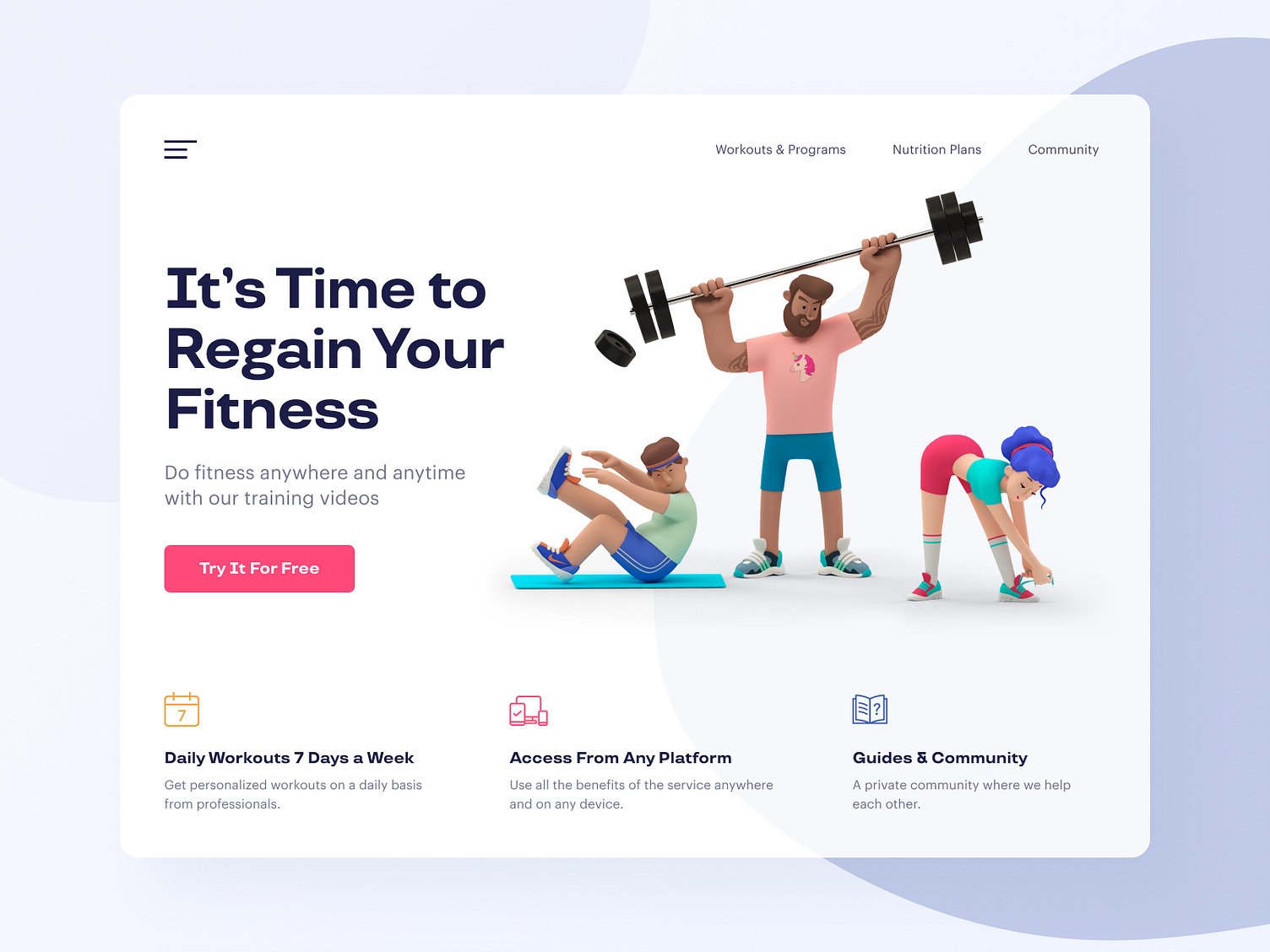 fitness website design concept
