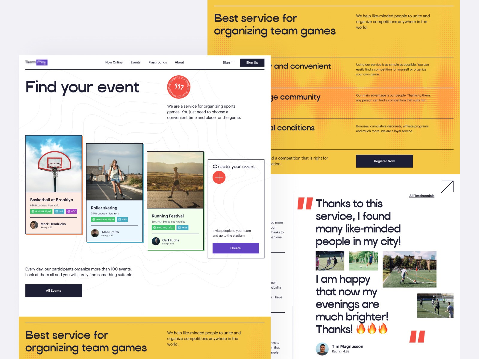 Event finder website design concept