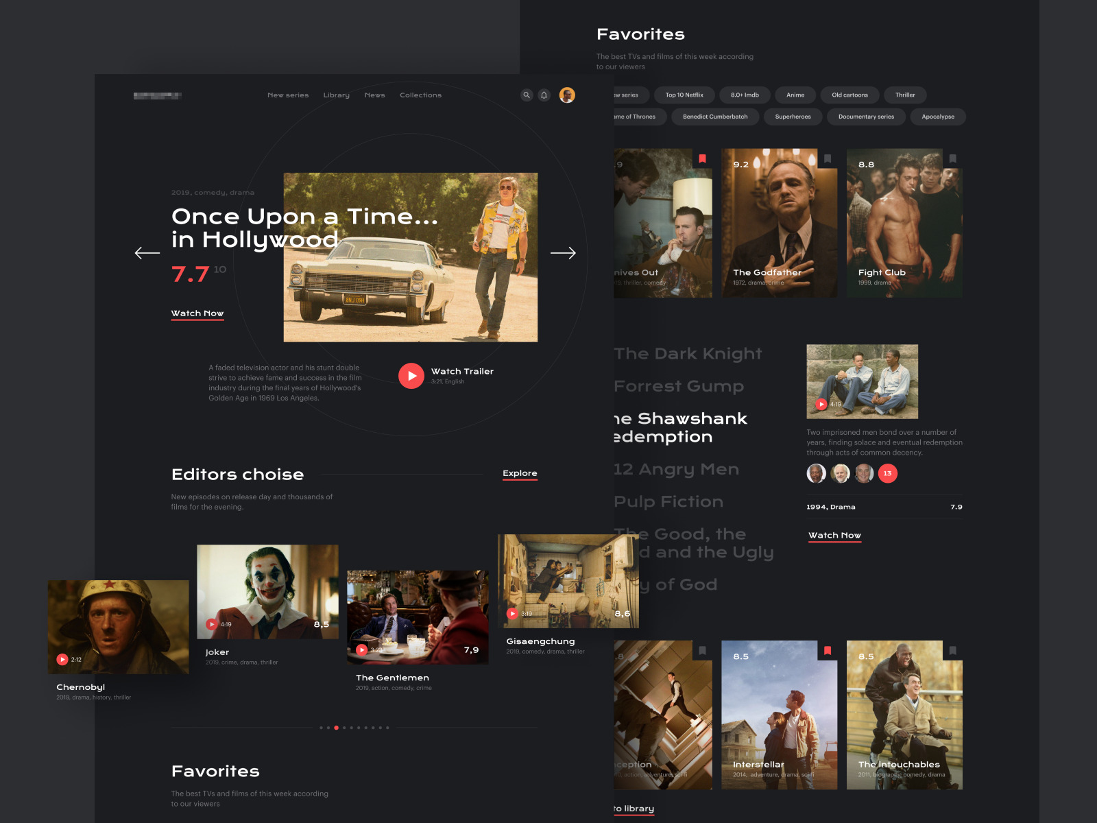 movie recommendation website design concept