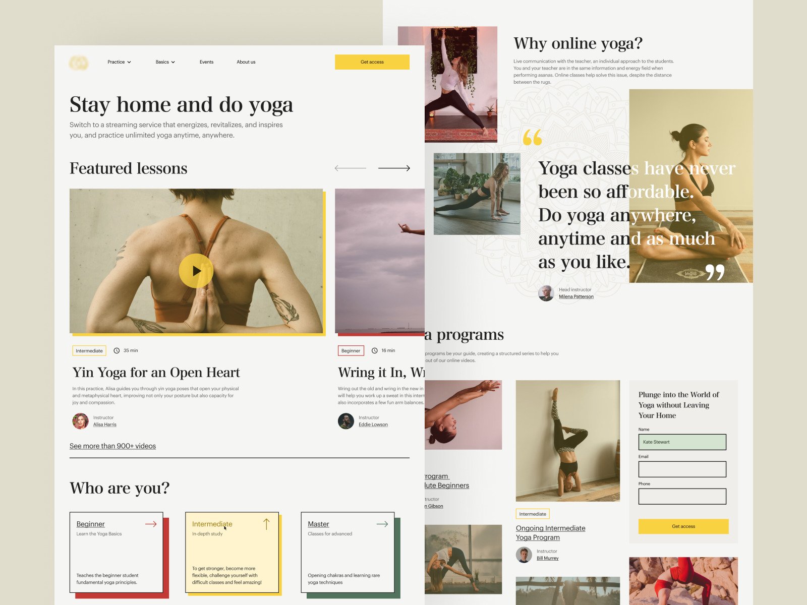 yoga website design concept