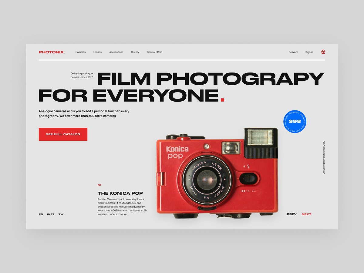 Photo Equipment Online Website Design Concept