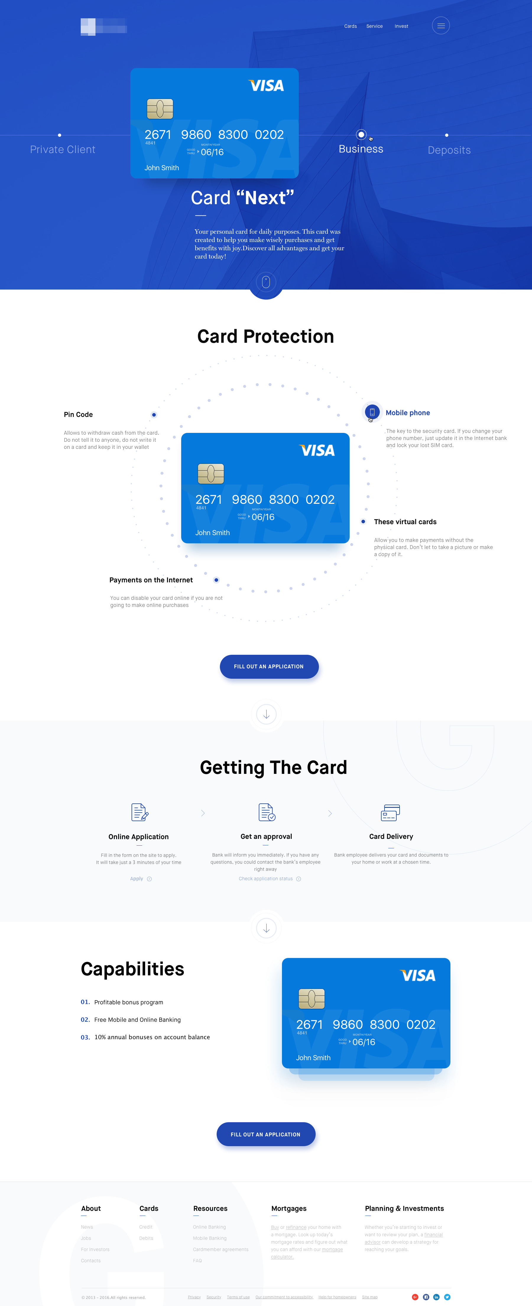 fintech landing page web design concept