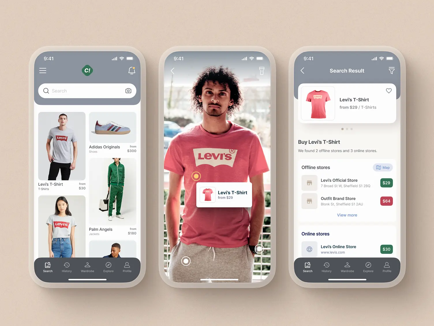 Clothes finder app design concept