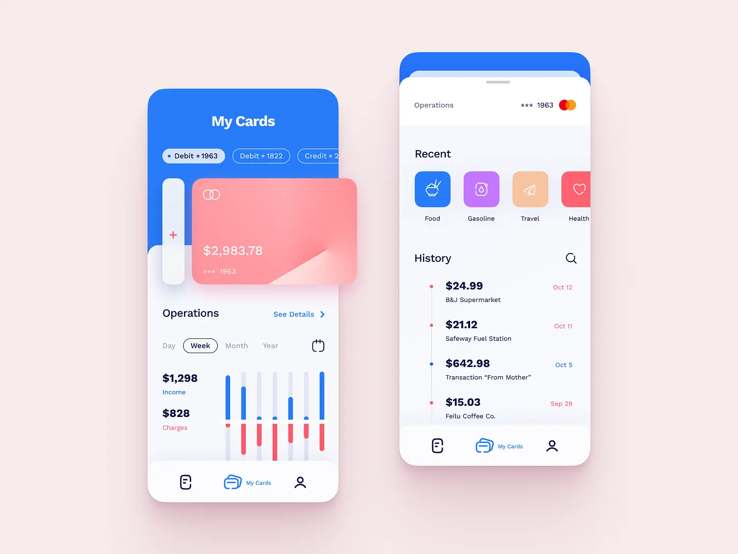 Banking mobile app user experience design concept