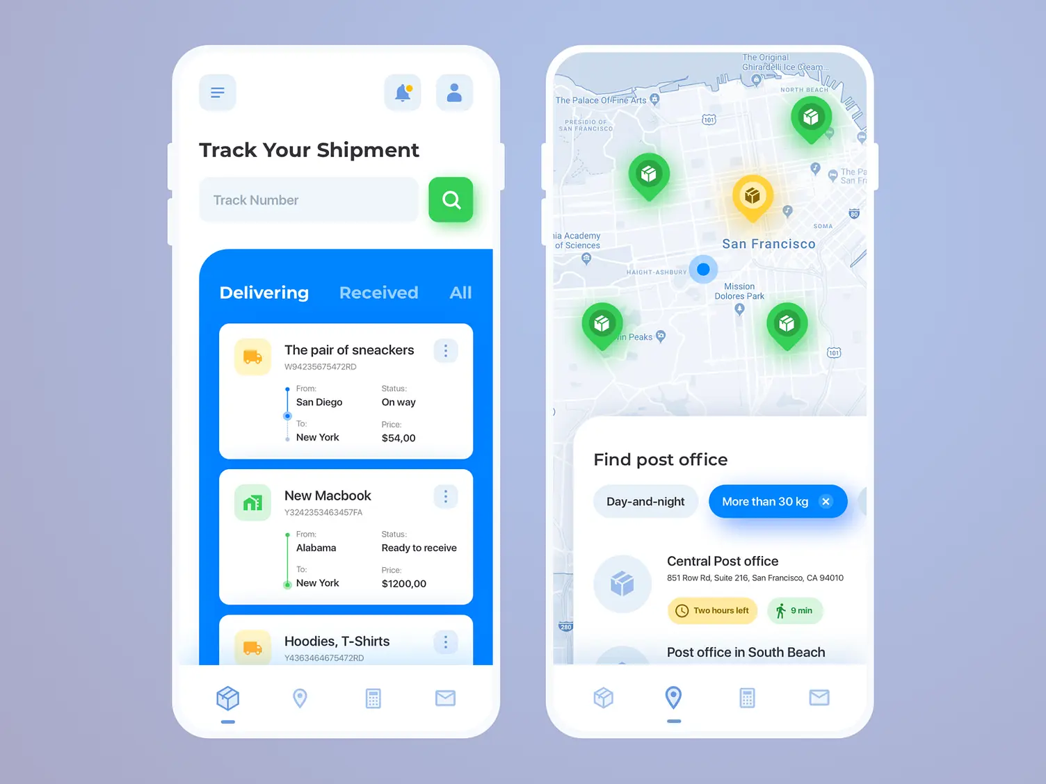Mobile app for logistics companies design concept
