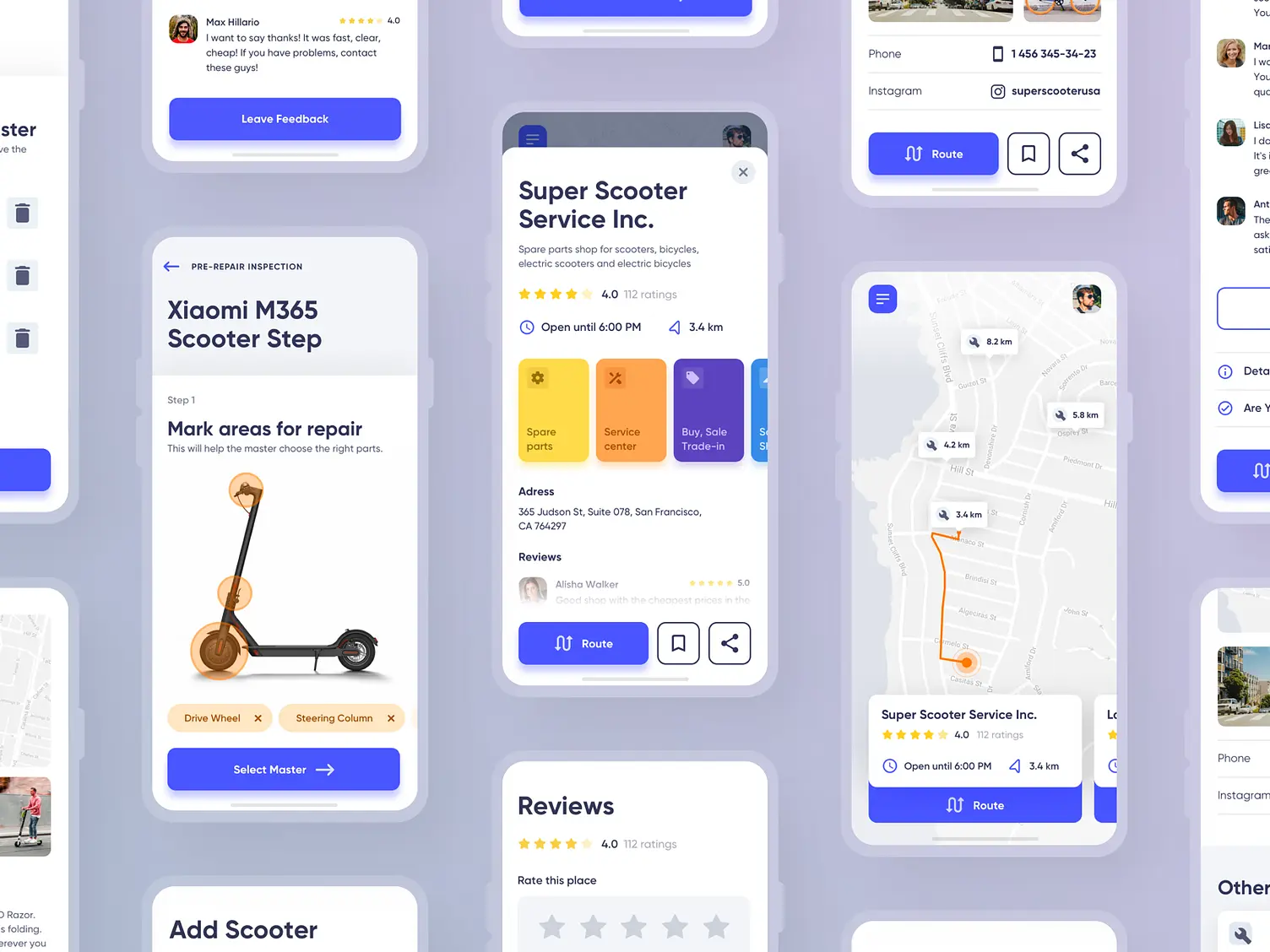Scooter rent app design concept
