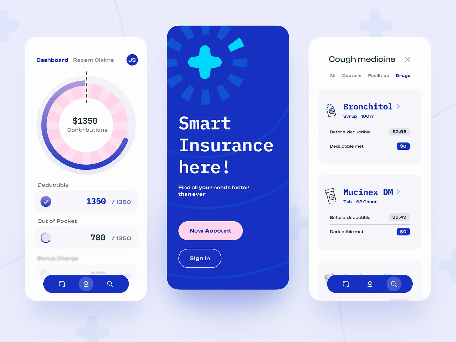 Health insurance app UX design concept