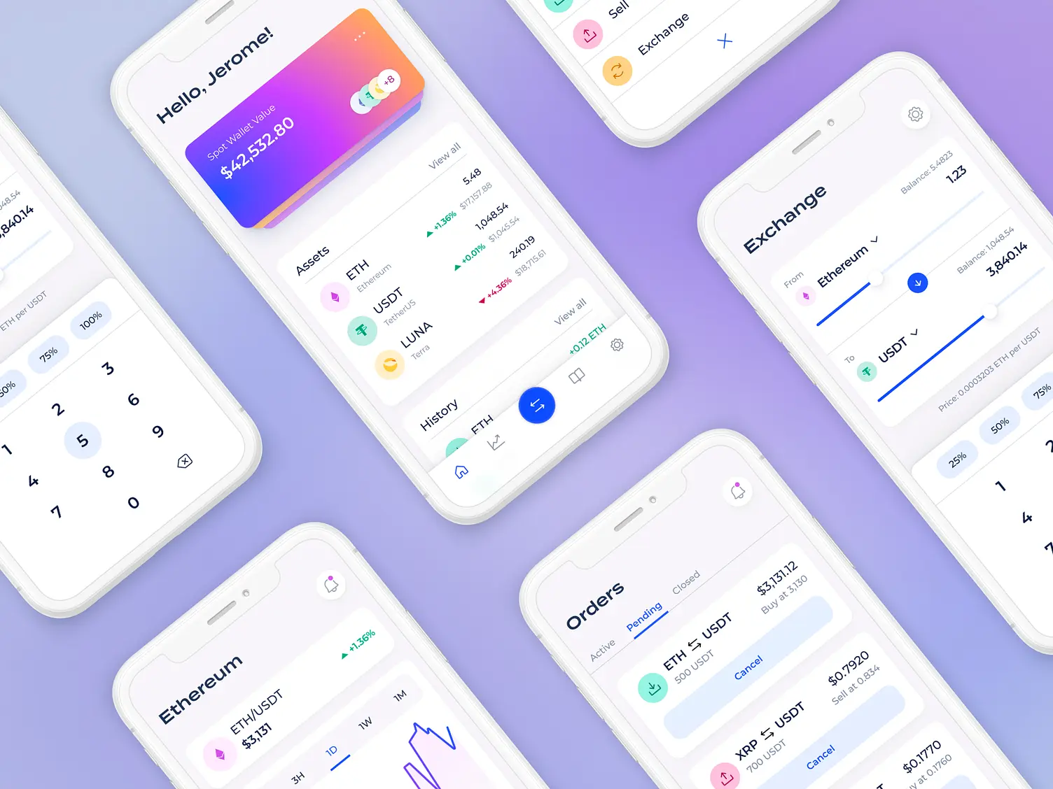 Cryptocurrency exchange app design concept