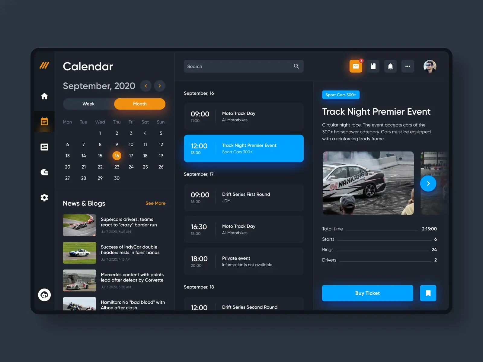 Automotive dashboard web application design concept