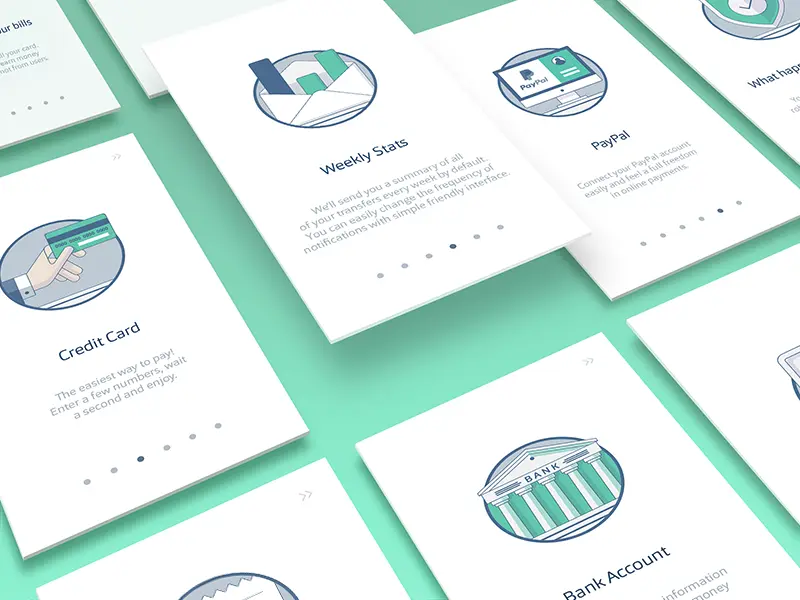 Fintech onboarding user experience design concept