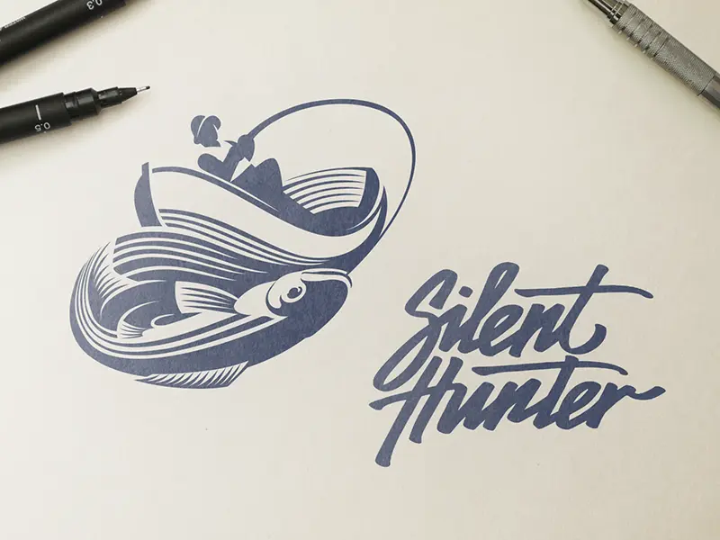 Fisherman logo brand design concept