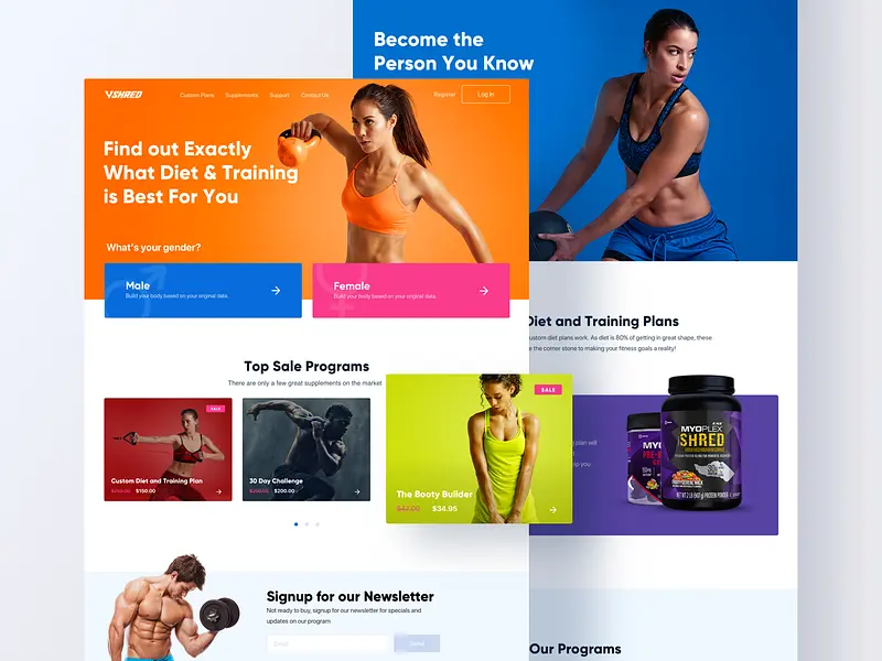 Sport training website design concept