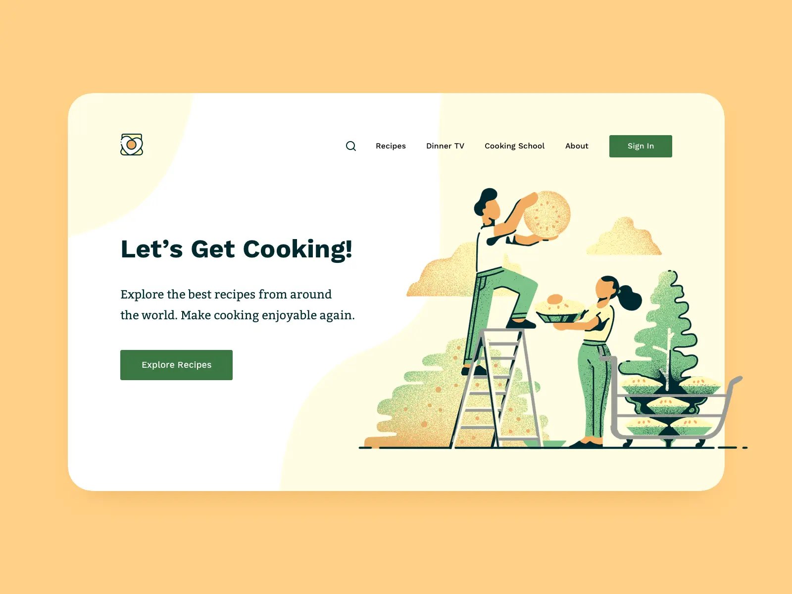 Website for cooking recipes design concept