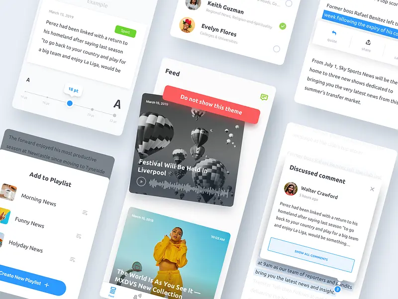 Smart news app UI design concept