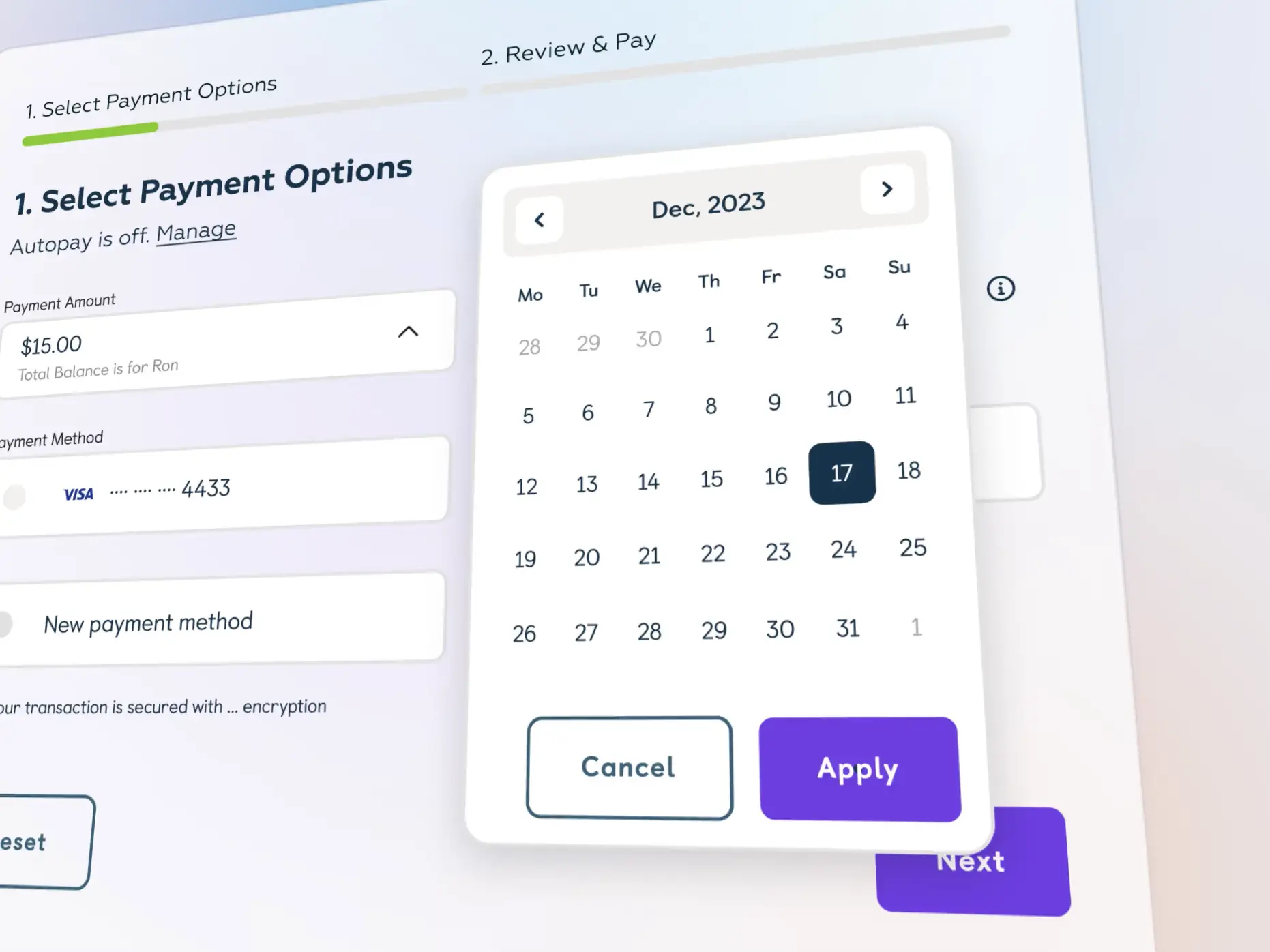 Payment flow web application design concept