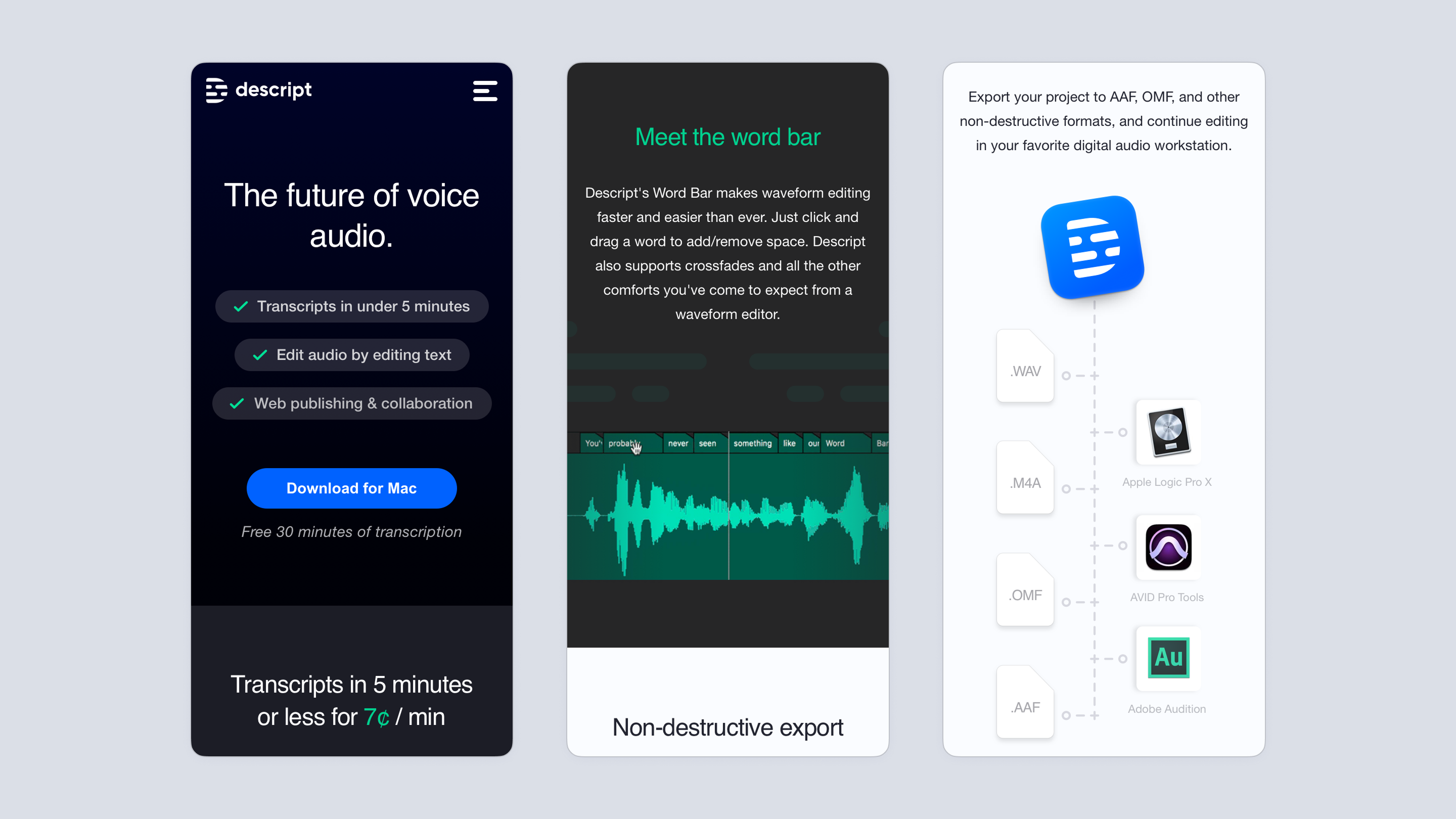 Descript Website Mockups