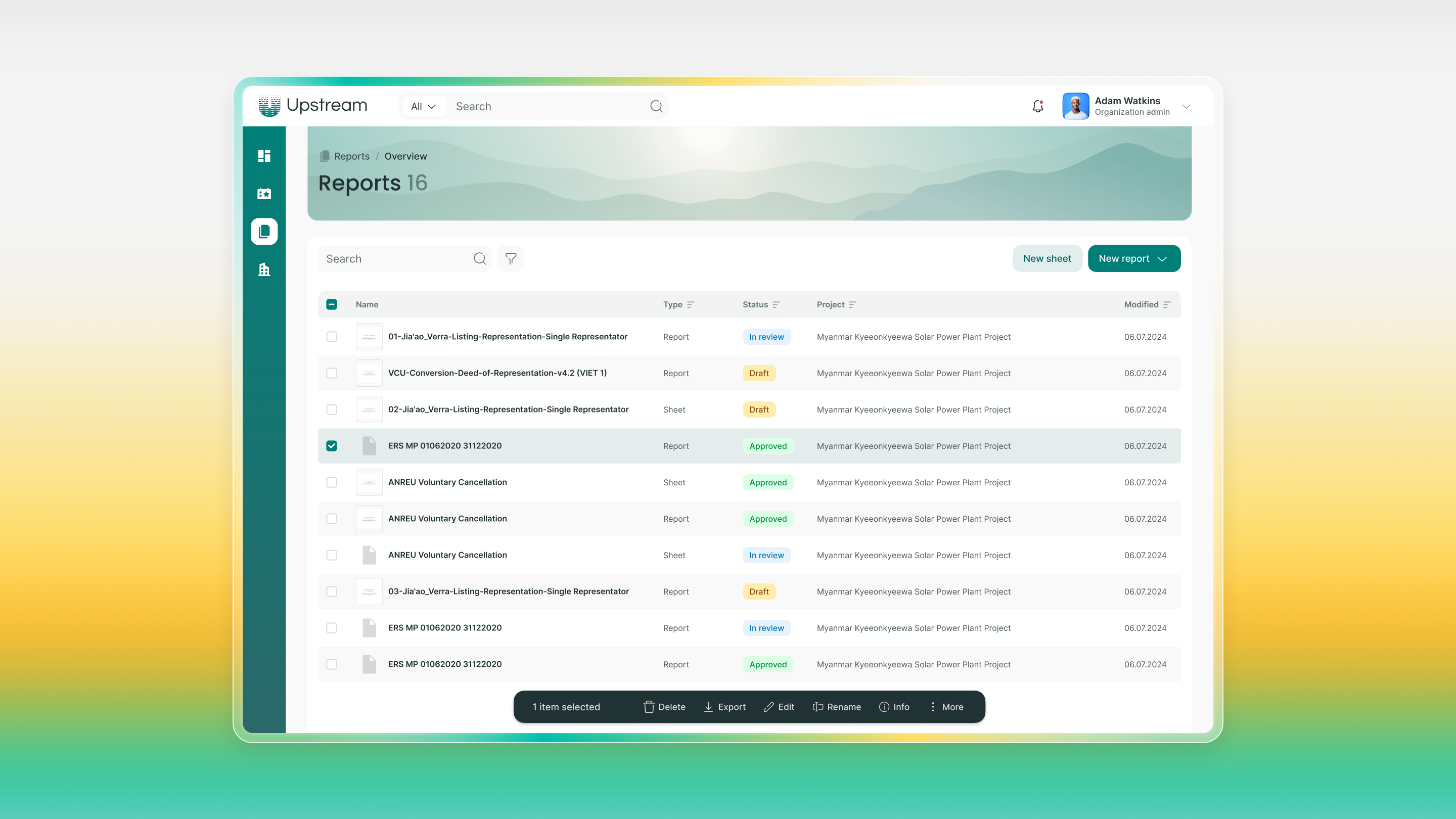 Reports list of the product