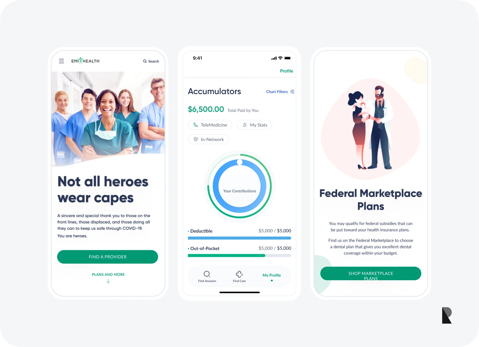 GUI in healthcare app