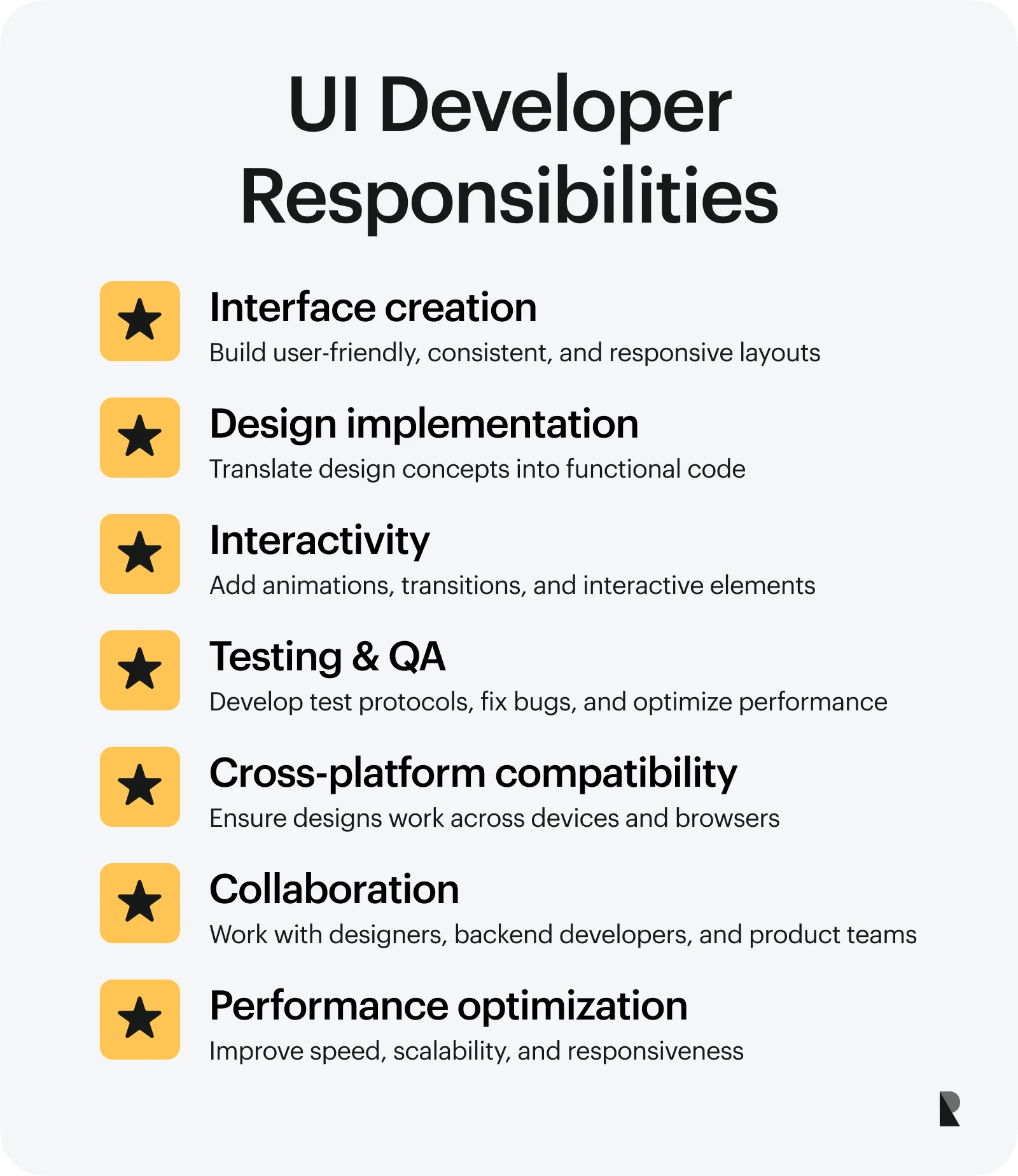 Ui developer responsibilities