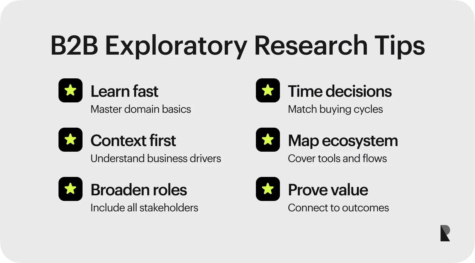 B2B Exploratory Research Tips