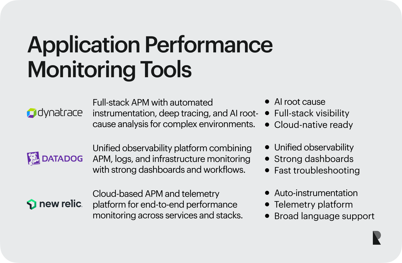 Appropriate choice of an APM tool